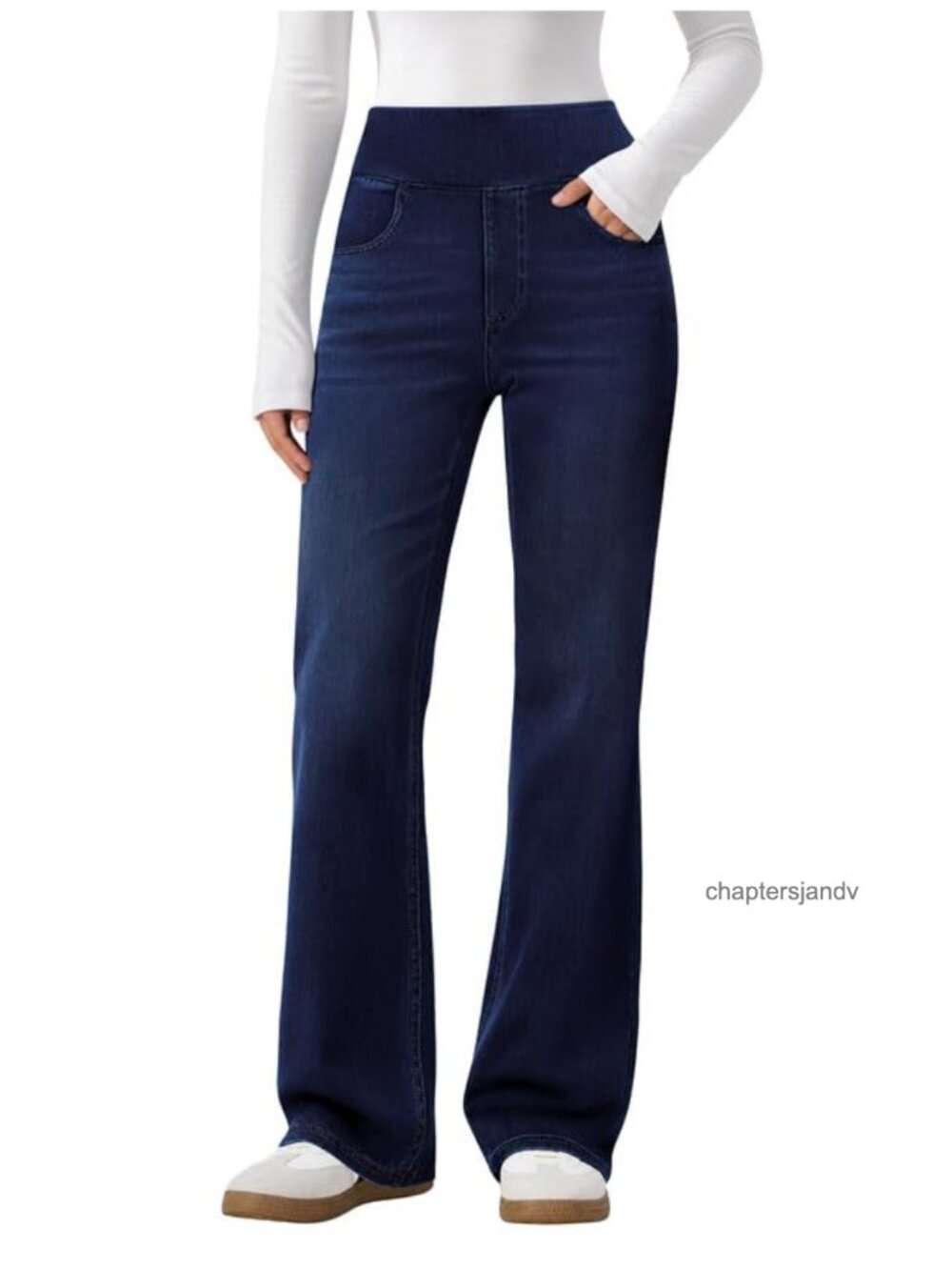 Pull On Bootcut Jeans Stretchy High Rise Flare Denim Pants